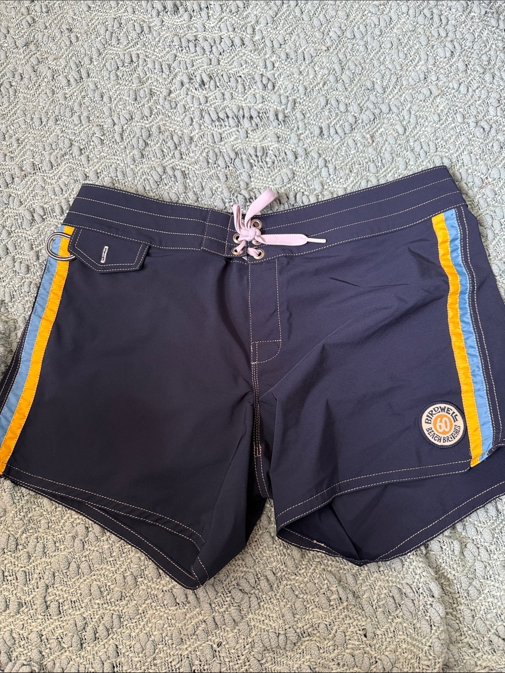 Birdwell Beach Britches Navy Blue Stripe Board Shorts Size 14